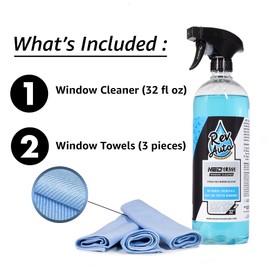 REV Auto Car Window Cleaning Kit - Includes 32oz Car Window Cleaner and 3 Window Drying Towels | Ammonia Free Glass Cleaner That is Tint Safe | Auto Glass Cleaner/Auto Window Cleaner Spray