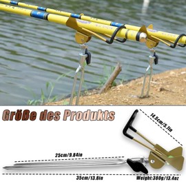 Pack of 2 Fishing Rod Holders, 360° Adjustable Fishing Rod Holder, Fishing Rod Holder for River Fishing, Beach Fishing (Gold)