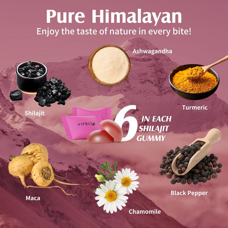 VIFSSG Shilajit Gummies, 3000 Mg Shilajit Pure Himalayan Organic with