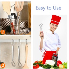 2 whisks, hand mixer, semi-automatic rotating, stainless steel rotary mixer, for mixing, beating, stirring ingredients, cooking, baking at home