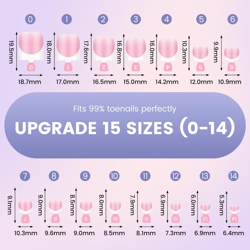 Wilfniee Press On Toenails French Tip, 150PCS Square Toe Nails,