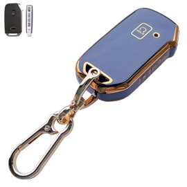 WKIOERAD Compatible with Kia Key Fob Cover with Keychain - Black Soft TPU Key fob Case for Soul Forte Telluride K5 Seltos NIRO Sportage Sorento 5 Buttons Smart Remote key (For Kia B)