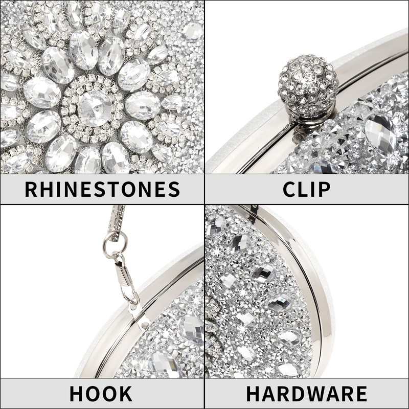 Beaguful - Bolsas de noche para mujer, con diamantes de