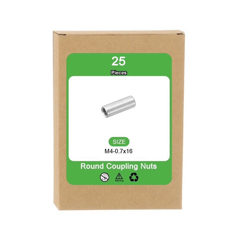 sourcing map M4x0.7mm Round Coupling Nuts, 25 Pcs 304 Stainless