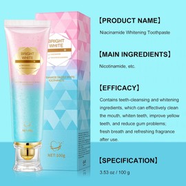 zzsbrm Niacinamide Whitening Toothpaste - Brightening, Stain Removal, Freshening Breath Whitens Teeth, Protects Tooth Enamel, Freshens Breath 24 Hours 3.53oz.