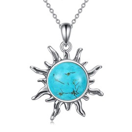 TIGER RIDER Turquoise Sun Necklace for Women Sterling Silver Sun Necklace Jewelry Gift for Women