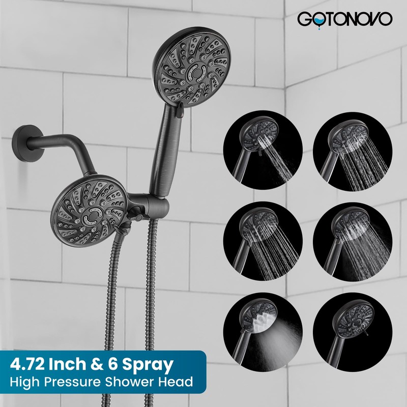 gotonovo Dual 2 in 1 Shower Head Kit High Pressure