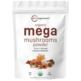 Micro Ingredients Organic Mushroom 10-in-1 Blend, 5 oz | Chaga, Lion’s Mane, Cordyceps & More | Supports Immune & Brain Function | Great for Smoothies & Daily Use | Non-GMO, Vegan Friendly