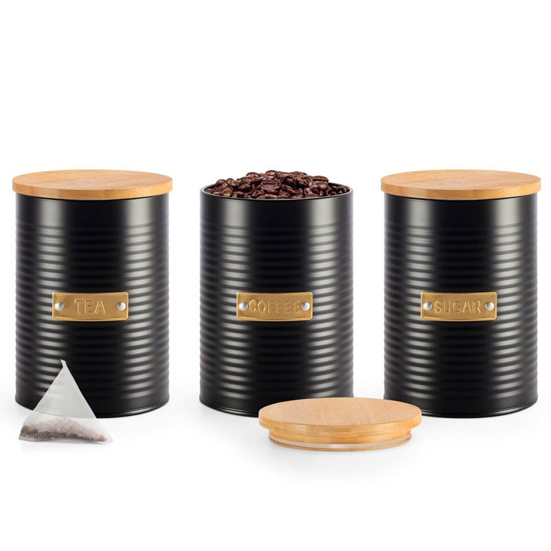 EHC Set of 3 Tea, Coffee & Sugar Airtight Kitchen
