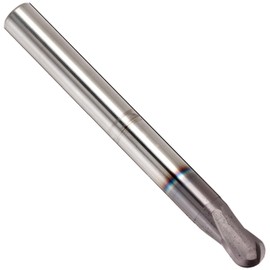 Melin Tool HMG-B Carbide Micro Ball Nose End Mill, nACo Monolayer Finish, Roughing Cut, 15 Deg Helix, 2 Flutes, 3" Overall Length, 0.0313" Cutting Diameter, 0.125" Shank Diameter