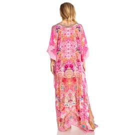 Sakkas P5-25 - Georgettina 2025 Flowy Rhinestone V Neck Long Caftan Dress/Cover Up - 631 - OS