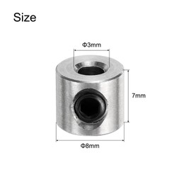 sourcing map 20pcs Set Screw Collars 3mm Bore Shaft Collars, 8mm OD, 7mm Width, Drill Stop Collar, Stainless Steel Drill Bits Depth Collars