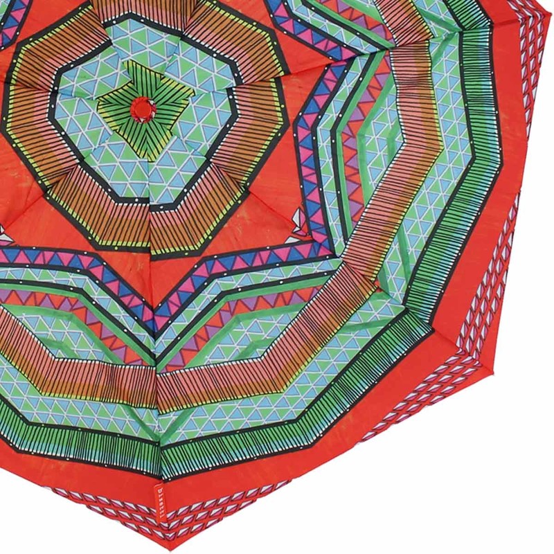 Bisetti Etnico Boho Women's Pocket Umbrella Open-Close Automatic, red, Pocket