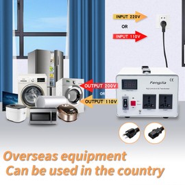 YVQVNDF Step Down Voltage Converter 2000 Watts 220V to 110V for US Canada Japan Electrical Appliances Use in Europe and Asia 220-240v Power System Power System, with 2 US Outlets (2000W(220V-110V))
