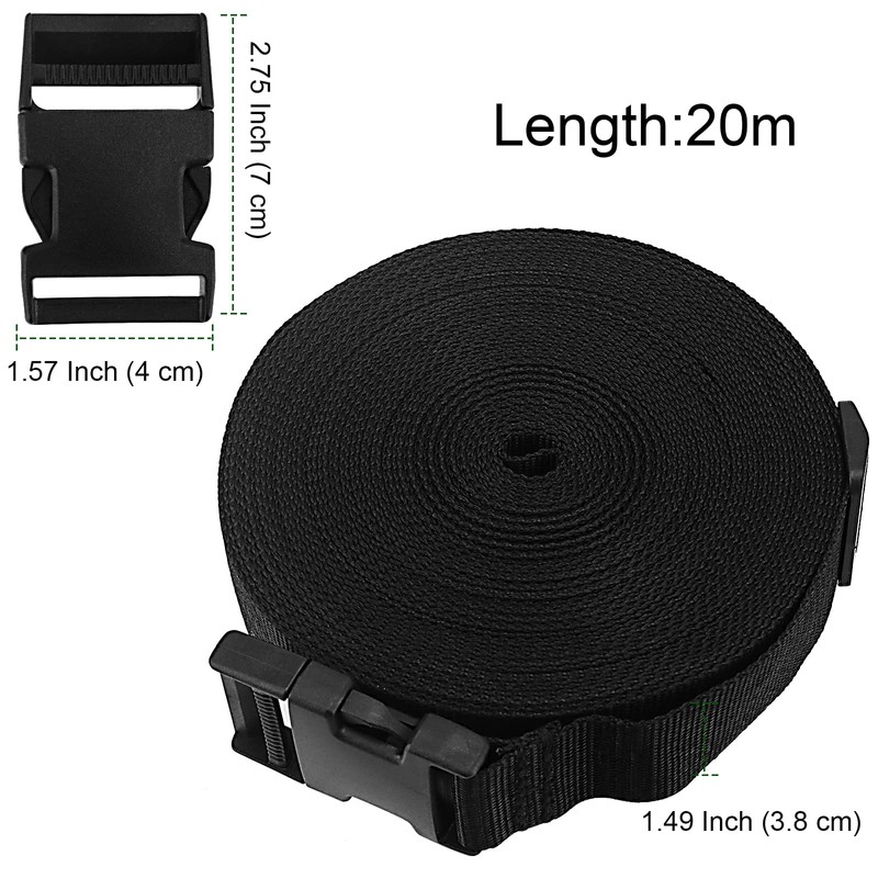 PINGEUI 21 Yards x 1.5 Inch Black Nylon Webbing Strap,