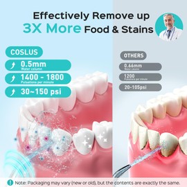 COSLUS COSLUS Water Cordless Flosser for Teeth: 4 Modes Portable 300ML Larger Tank Water Teeth IPX7 Waterproof for Home Travel FC5360 White