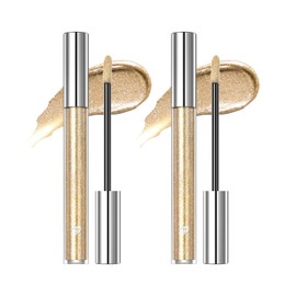 2PC Flüssiger Lippenstift, 2-in-1 Lipstick＆Lidschatten Lippenstift, Antihaft-Lipgloss, Schimmernde Lippenstifte, Eyeshadow Mehrzweckfarbe, Langanhaltende Farbe, Lipstick Lipsticks, Gold, lipliner2-2