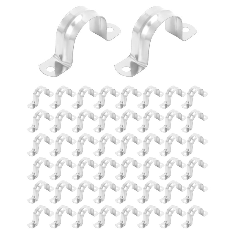 QWORK 1" Rigid Pipe Strap Clamp, 50 Pack Bracket Tube