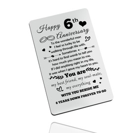 Anniversary Wedding Gifts for Boyfriend Husband 6th Anniversary Wedding Gifts 6th Anniversary Card Wedding Anniversary Wallet Card 6th Anniversary Card for Him Men Christmas Valentine's Day Birthday