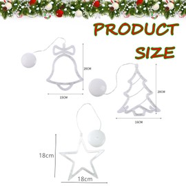 Norhogo 3 Pack Hanging Christmas Tree, Star, and Bell Windows Lights Christmas Window Lights Decorations, LEDs Christmas Window with Suction Cup, for Xmas Party Home Window Indoor Outdoor Decorations