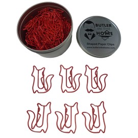 Butler in the Home 100 Count Fox Shaped Paper Clips Great for Paper Clip Collectors or Office Gift - Comes in Round Tin with Lid and Gift Box - Red