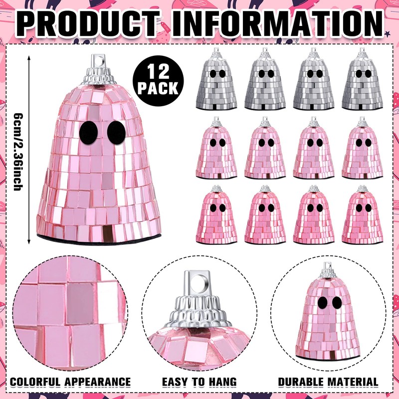 Simgoing 12 Pcs Summer Halloween Disco Ghosts Decor Halloween Ornament