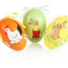 com-four® Easter Eggs in Bright Colours and Designs with Ribbon
