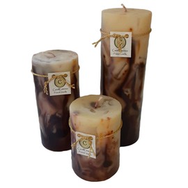 Handmade Scented Candle - Long Burning Pillar - French Vanilla (Set of 3)