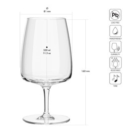 Krosno - Water Glasses, Set of 4, 11.2 oz, Modern Collection, Ideal for Everyday Use, Drinking Glasses, Lead-Free and Safe, Dishwasher Safe, Made in Europe