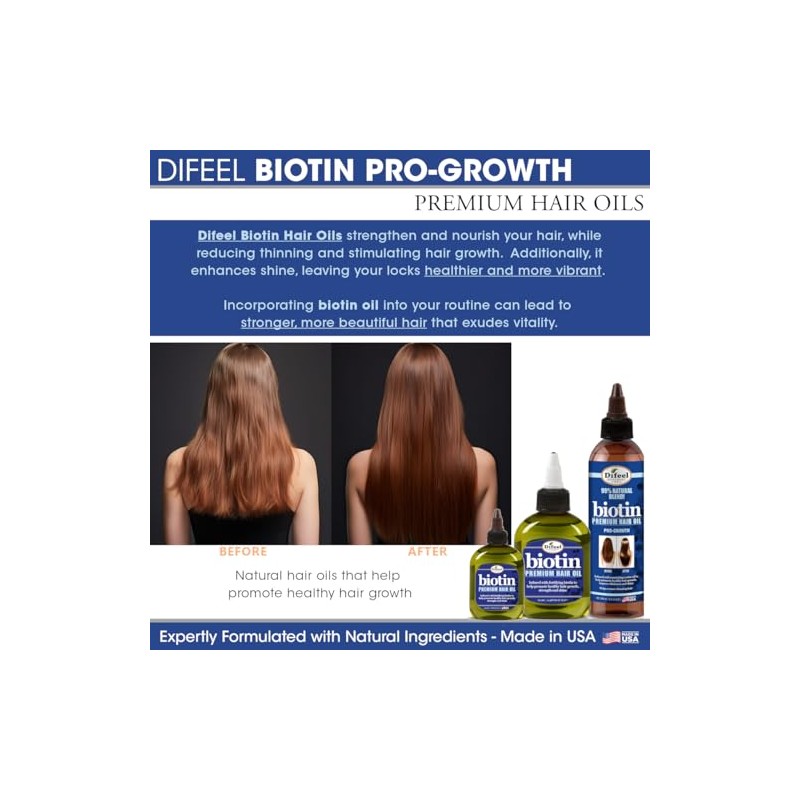 Difeel Aceite para el cabello con biotina premium 2.5 oz.