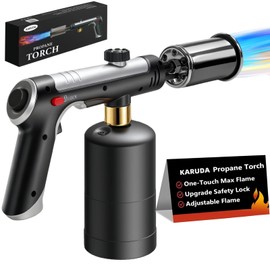 Powerful Propane Torch Gun，Flame Thrower Gun With One-Touch Max Fire, Kitchen Cooking Torch with a Safety Lock,Kitchen Torch Gun for Campfire，Grill, Sous Vide, BBQ (Tank Not Included)