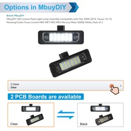 MbuyDIY LED License Plate Light Lamp Compatible with Fusion 2006-2012, Mustang 2010-2014, Taurus 10-19, Flex Focus Lincoln MKX MKZ MKT MKS Mercury Milan 6000K White, Pack of 2
