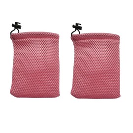 GDQLCNXB Nylon Mesh Drawstring Bag, 5 x 3.5 Inch Small Storage Pouch String Bags for Mini Stuff MP3 Charger Earphone Key, 5Pcs Travel Kit Organizer for Lipstick Cosmetic Jewelry, Pink