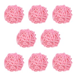 M METERXITY 8-Pack Wicker Rattan Balls 50mm/2 Inch Decorative Rattan Balls Orbs Vase Fillers Bowl Fillers for Christmas/Weddings/Thanksgiving/DIY Crafts/Home Decor [Pink]