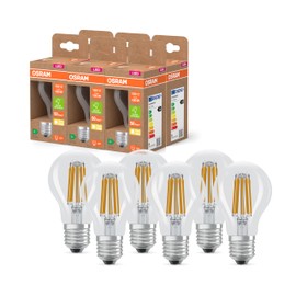 OSRAM LED Superstar Classic LED-Lampe A 100 in klassischer Kolbenform, klarer Glaskörper, 7.2 W, 1521 lm, E27 Fassung, 2700 K für warmweißes Licht, EEK A, 60 mm Durchmesser, 6-Pack