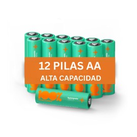 100%PeakPower Pilas Recargables AA 2300 mAh NiMH, Paquete de 12 Unidades - hasta 1000 Recargas, Alta Capacidad, Precargadas - Pilas AA Recargables para Juguetes, Controles, Adornos de Navidad