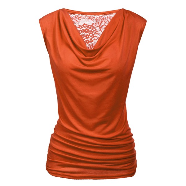 Zeagoo Womens Ruched Cowl Neck Tank Top Shirt Stretch Blouse