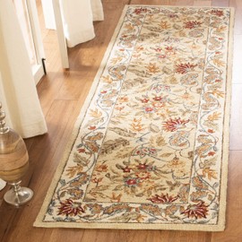 SAFAVIEH Chelsea Collection Runner Rug - 2'6" x 8', Ivory, Hand-Hooked French Country Floral Wool, Ideal for High Traffic Areas in Living Room, Bedroom (HK141A)