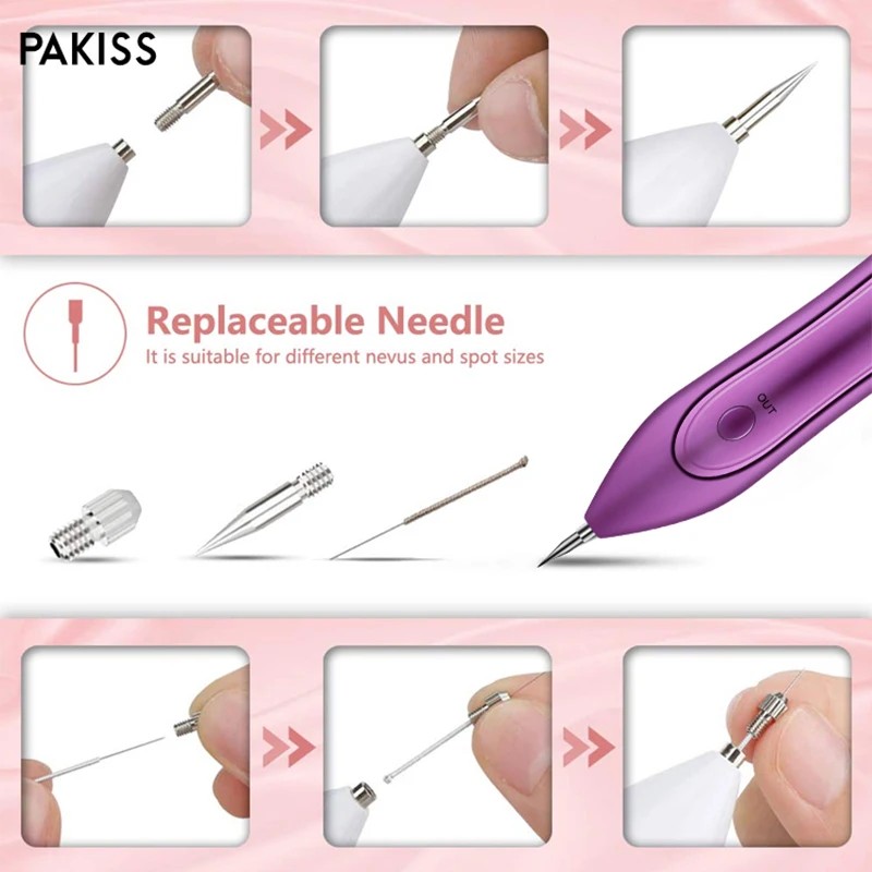 PAKISS Precision Beauty Device with Fine/Thick Needle Tips for Skin