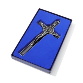 KOMI Crucifix Wall Cross, Catholic Crosses with Black Enamel - 7.5 Inch Crucifix for Wall, Jesus Christian Wall Hanging Cross for Home Decor