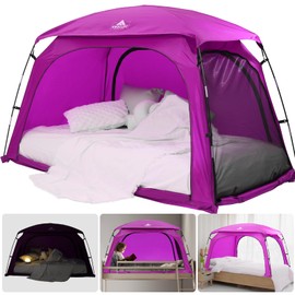 Twin Bed Tent for Girls, CPC Certified Bed Canopy for Sleeping & Privacy in Shared Room, Sleepover at Grandparents', Breathable & Long Lasting Design