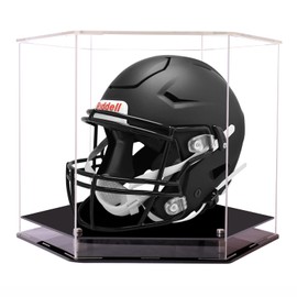 Football Helmet Display Case,Clear Acrylic Display Case,Black Acrylic Base,for Collectibles Memorabilia Storage 17*15*12.6IN