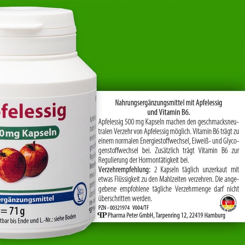 Pharma-Peter APFELESSIG 500 mg 120 Capsules