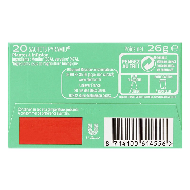 Elephant Herbal Tea Bags Organic Flavored Tea with Verbena Mint