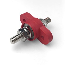 MGI SpeedWare 5/16" Feed-Thru Stud Junction Block Power Post for 12V 24V Automotive and Marine Battery Accessories Connections (Red)