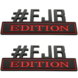 2pcs (Large Size) #FJB Edition Emblems Car Badge Truck Bumper Sticker Badgeslide Decal Universal Replacement for All Vehicles - 7 Inch Length (Black/Red)