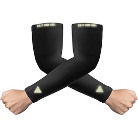 D.R.I.P Over Skill REFLECTIVE GLOW Sports Compression Arm Sleeves, Reduce Muscle Fatigue, UPF50, Wicks Moisture, Basketball, Football, Baseball, Softball, Night Running, Black Youth S/M, 2 Pack