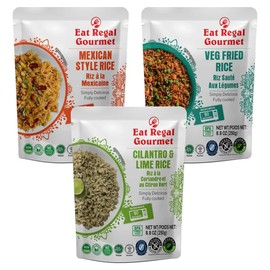 Eat Regal Ready-to-Eat Rice Trio – 3 Gourmet Flavors in 6 Microwaveable Pouches – Includes Veg Fried, Mexican Style & Cilantro Lemon – Quick, Healthy, No Gluten, Fully Cooked