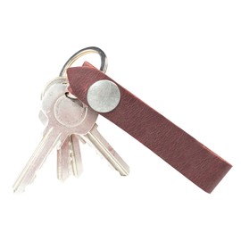 Hide & Drink, Rustic Keychain with Belt Loop, Keyring Organizer, Slim Strap for Keys, Full Grain Leather, Handmade, Sangria