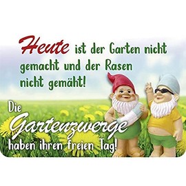 Blechwaren Fabrik Braunschweig Kulthänger Tin Sign – Heute IST DER Garten Nicht GEMACHT – GARTENZWERGE KH118